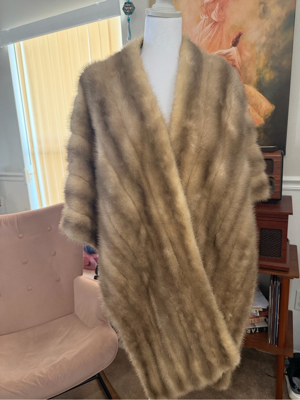 Plush Brown Mink Fur Wrap Cape